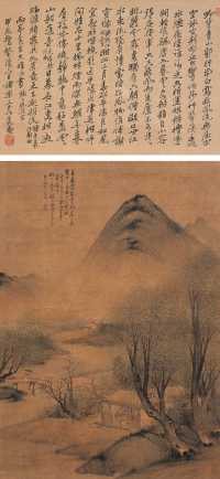 杨柳谷 1872年作 春山赏雨图 立轴